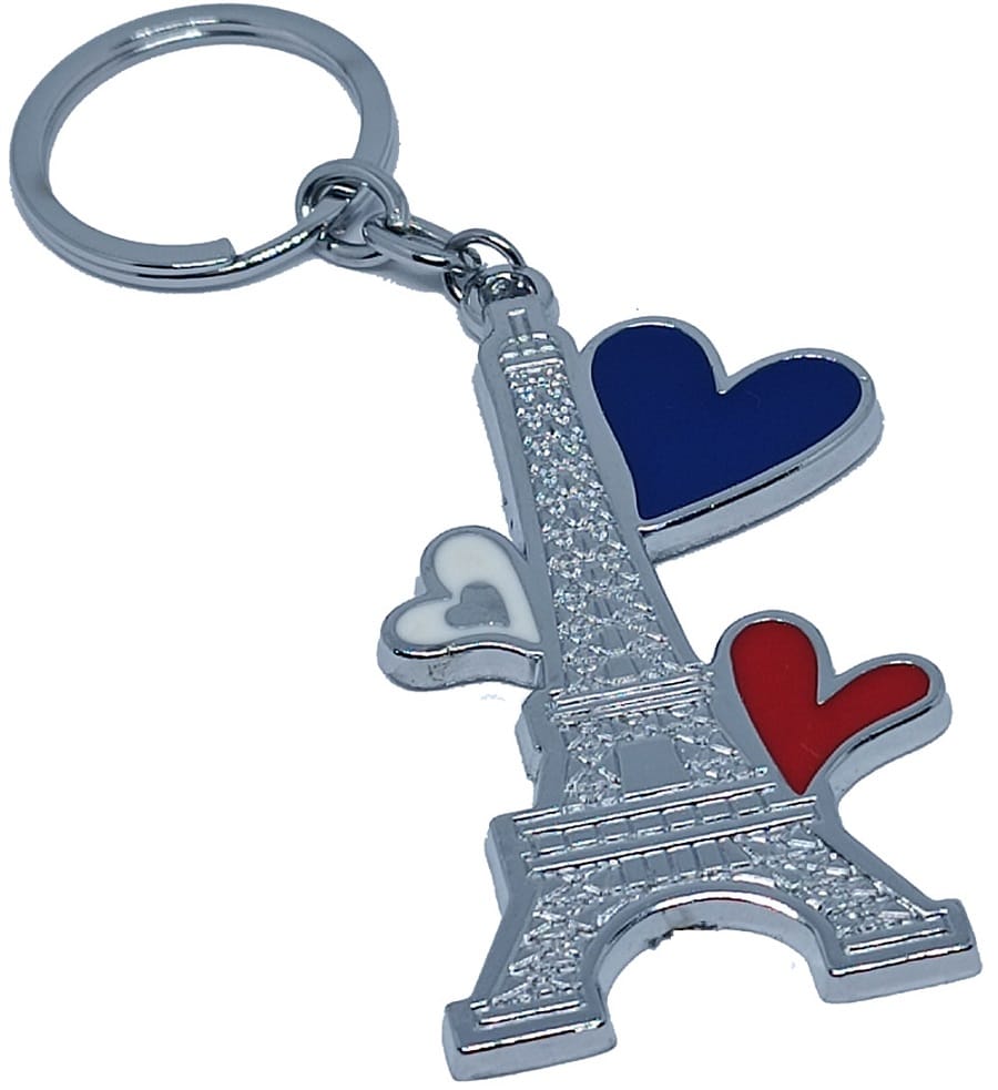 KD COLLECTIONS Eiffel Paris Tower Heart Metal Keychain-Silver Color-Pack of 1 Keychain