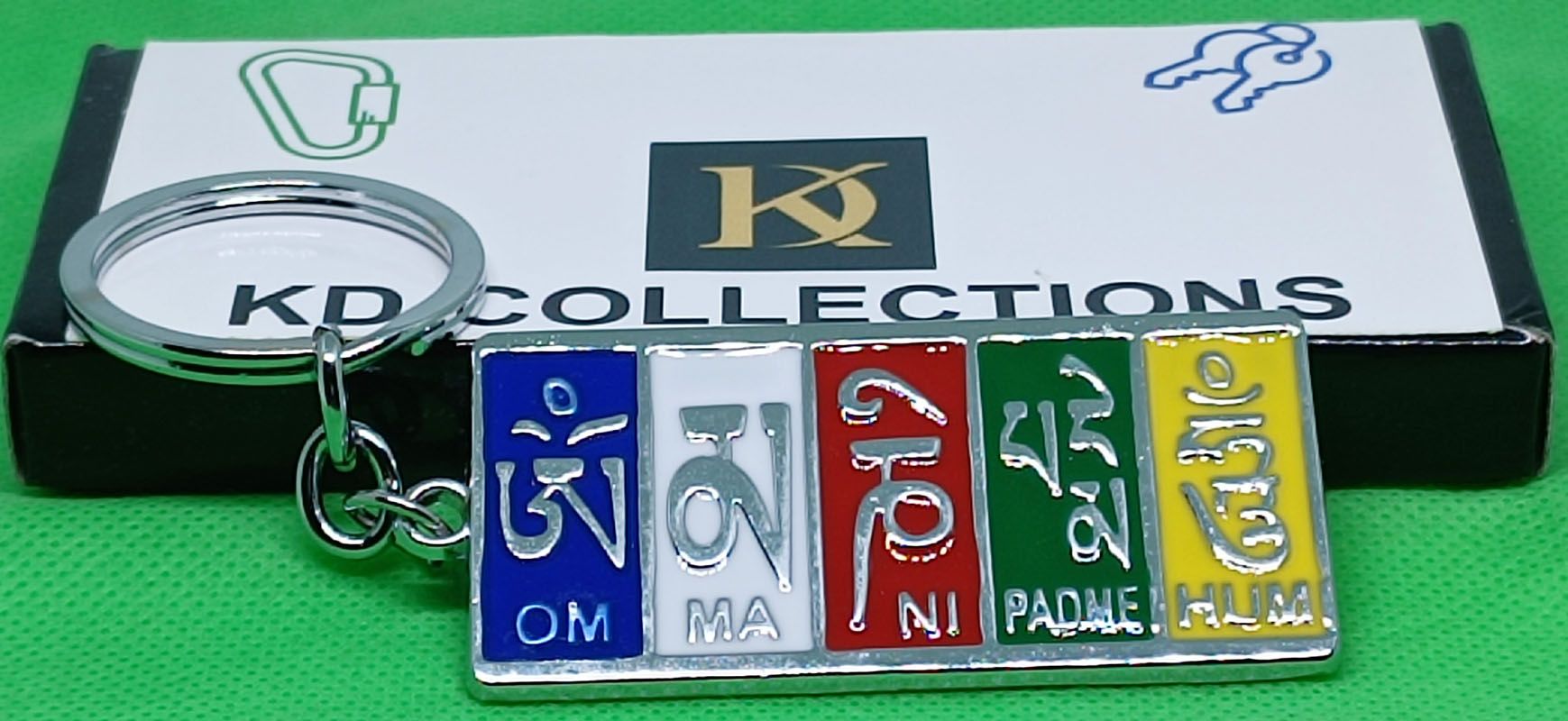 KD COLLECTIONS Tibetan Ladakh Flag Prayer Words Metal Keychain - Multicolor - Pack of 1 Keychain