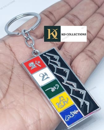 KD COLLECTIONS Tibetan Ladakh Flag Prayer Words Metal Keychain - Multicolor - Pack of 1 Keychain