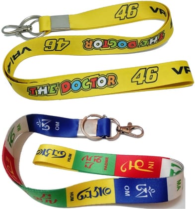 KD COLLECTIONS Tibetan Ladakh Flag Prayer Words Logo Lanyard Keychain & The Doctor Vr 46 Tag Lanyard ID Card Badge Holder Fabric Hook Keychain Combo -18 inch Long -Multicolor