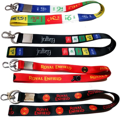 KD COLLECTIONS (4 Pcs) Tibet Ladakh Lanyard Ribbon Tag ID Card Badge Holder Hook Keychain Compatible with Royal RE Bullet Classic Bike & Cars - Combo - 18inch Long - Multicolor - Pack of 4 Lanyards