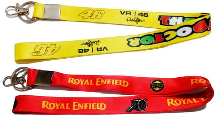 KD COLLECTIONS Doctor Vr46 Lanyard Ribbon Tag ID Card Badge Holder Hook Keychain Compatible with Royal RE Bullet Classic Bike & Cars - Combo - Multicolor - Pack of 2 Lanyards