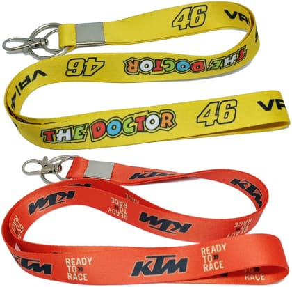 KD COLLECTIONS Doctor Vr46 & KTM Tag Lanyard IDCard Badge Holder Hook Keychain Combo - Pack of 2 Lanyards