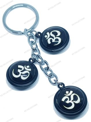 KD COLLECTIONS Double Sided Glass Metal OM Keychain - Pack of 1 Keychain