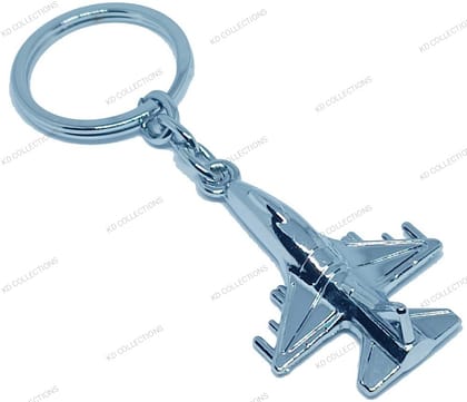 KD COLLECTIONS Fighter Jet Aircraft Airplane Metal Keychain -Silver Color - Pack of 1 Keychain