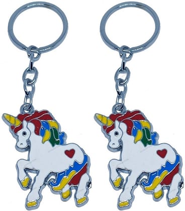 KD COLLECTIONS Unicorn Horse Metal Keychain Combo - Multicolor - Pack of 2 Keychains