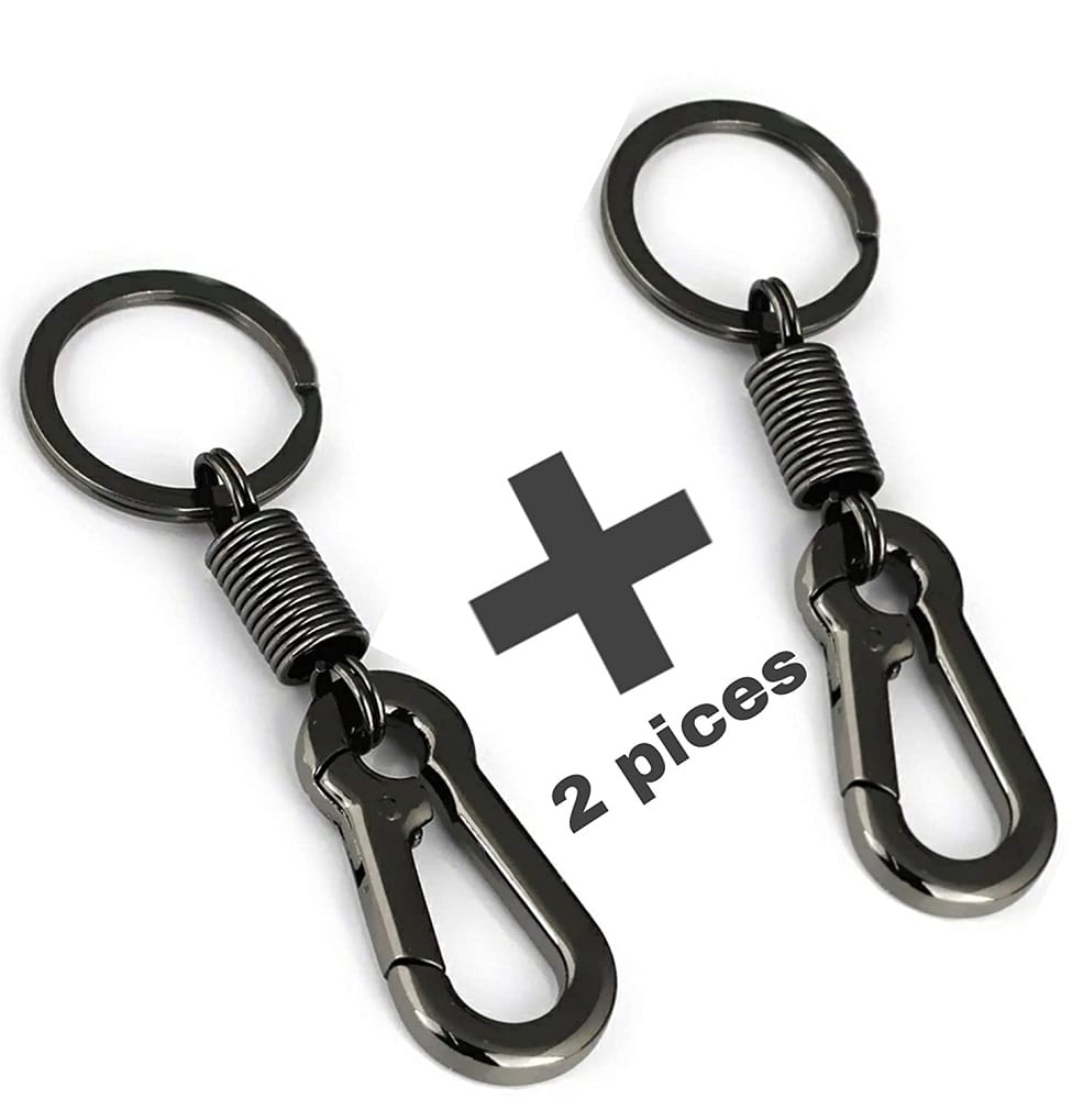 KD COLLECTIONS Metal Spring Hook Keychain Black for Bike & Cars Combo - Pack Of 2 Keychains