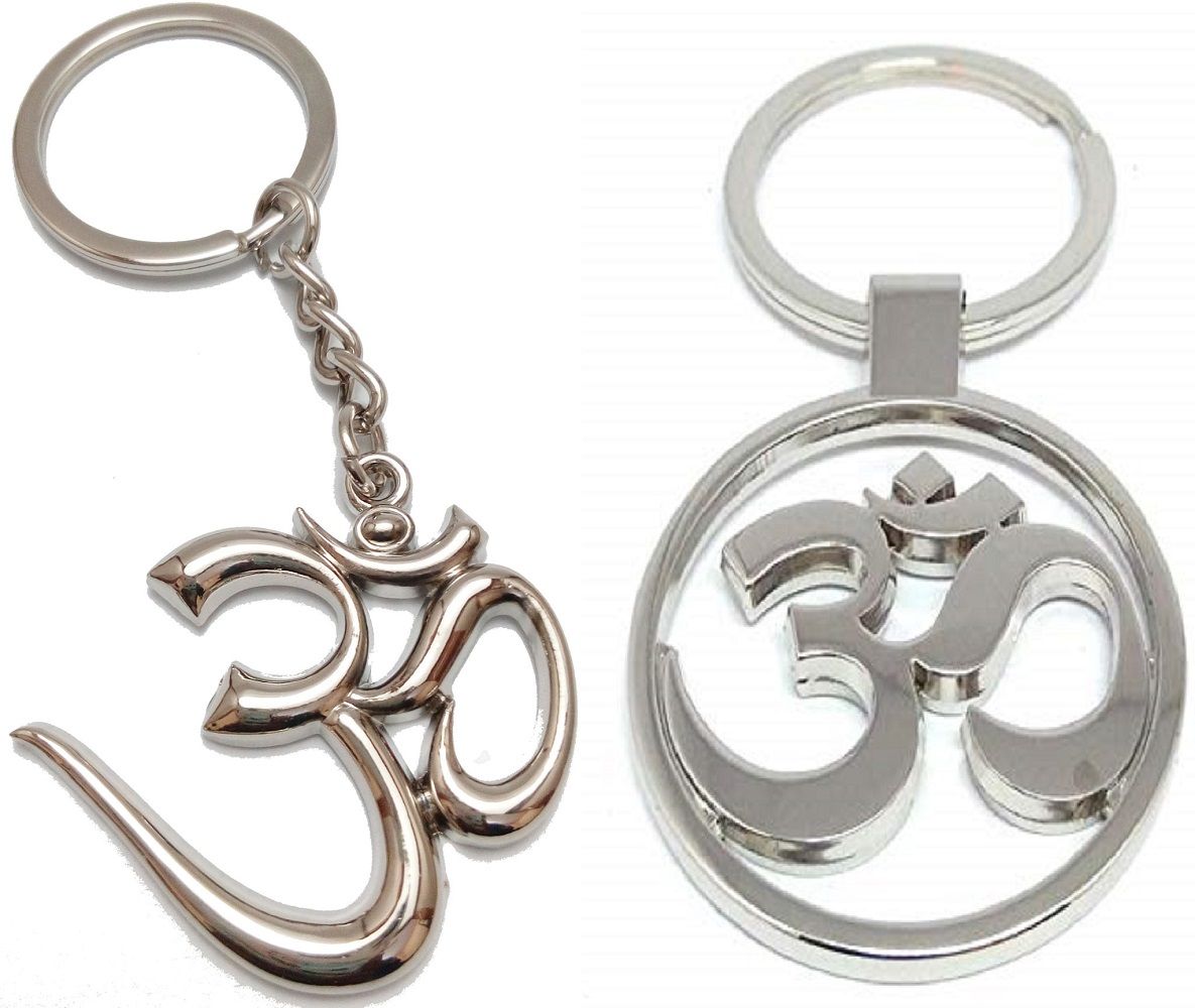 KD COLLECTIONS Combo of Om Keychain Metal Silver Color - 2 Keychains