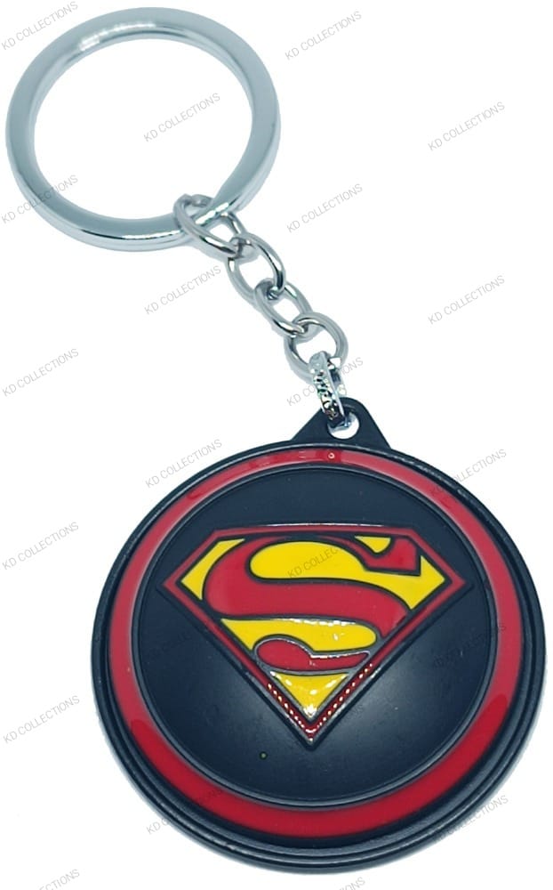 KD COLLECTIONS Superman Rotating Revolving Keychain - Black Color - Pack of 1 Keychain