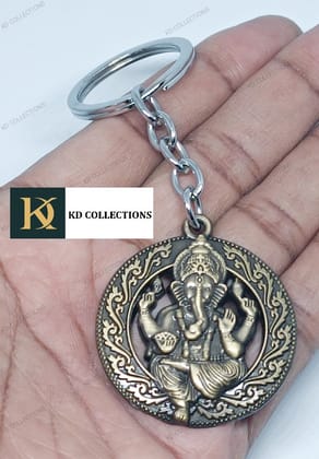 KD COLLECTIONS Ganesha Keychain Metal|Ganesh Key Chain|Ganesh Keyring|Ganesh Key Chains Metal|Ganesh Key Ring|Ganesh Keychains for Car Bike - Pack of 1 Keychain