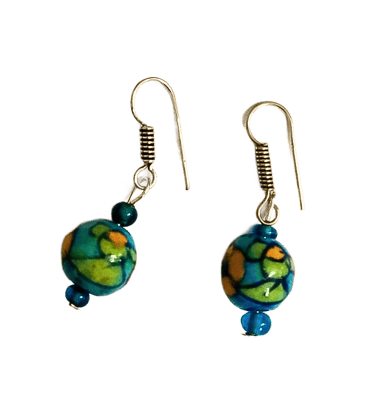 Blue Pottery Beads Earrings-(ER-06)