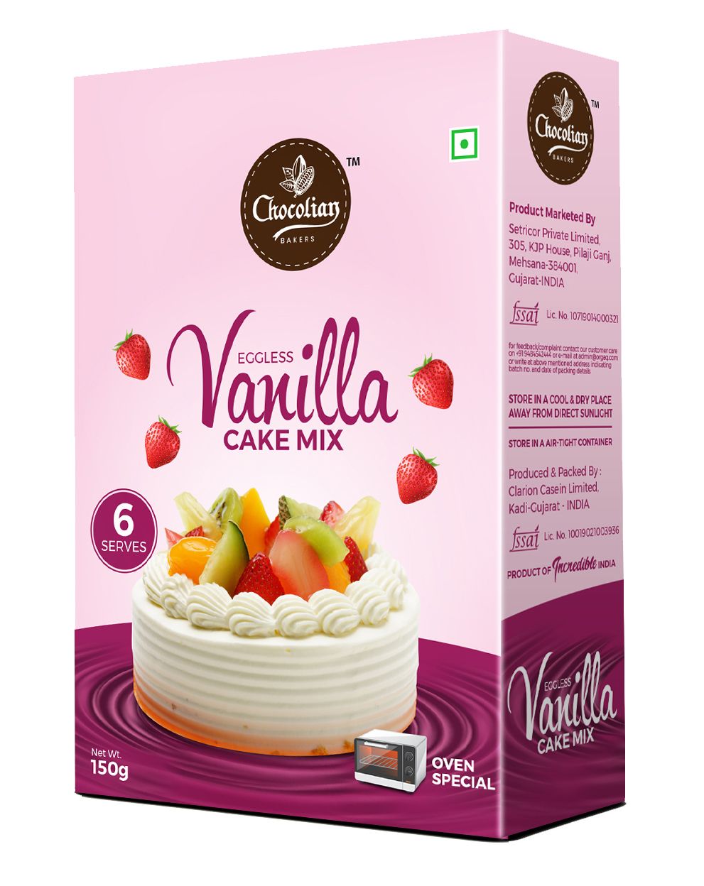 Chocolian Bakers Eggless Vanilla Oven Cake Mix Powder | Instant Cake Mix Powder | 3 Step Cake Mix | Mix, Pour & Bake | Moist Vanilla Cake |