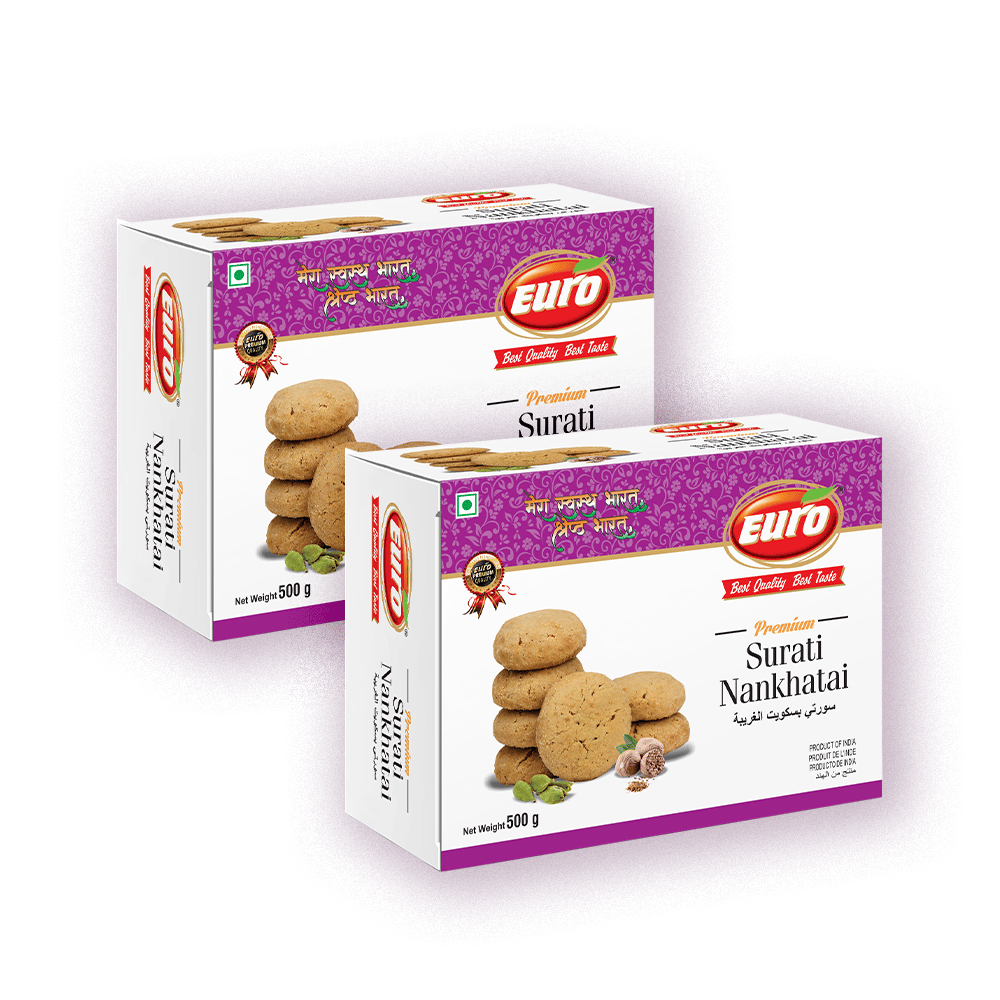 Euro Premium Surti Nankhatai Cookies 500g | Authentic Taste, Traditional Recipe | Best Quality Indian Shortbread Biscuits & Snacks |Perfect for Tea Time Delights, Family Gatherings, and Gifting Moments | Vegetarian | Vegan