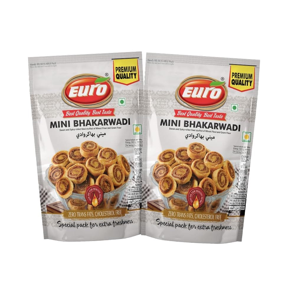 EURO Mini Bhakarwadi Namkeen 350GM | Authentic Taste, Traditional Recipe | Indian Snacks