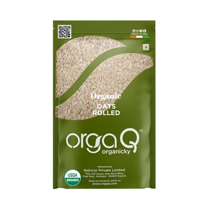 OrgaQ Organicky Organic Rolled Oats Gluten Free - 500 Grams | High in Fibre and Protein