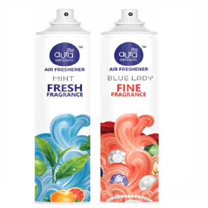 Aura Aerosols Air Freshener 300ml (Pack of 2) - Mint & Blue Lady