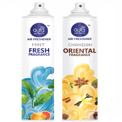 Aura Aerosols Air Freshener 300 ml (Pack of 2) - Mint & Chandan