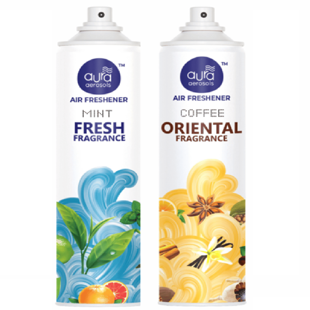 Aura Aerosols Air Freshener 300ml (Pack of 2) - Mint & Coffee