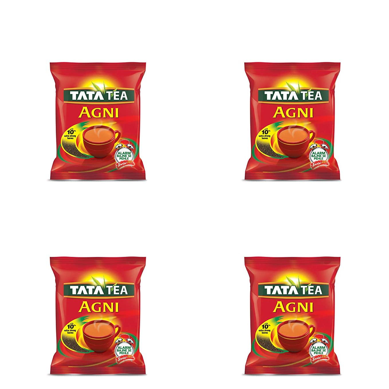 Tata Tea Agni | Strong Chai | Leaf Tea | 250 gm each | Pack of 4 | 1 Kg + Green Elaichi 25 gm