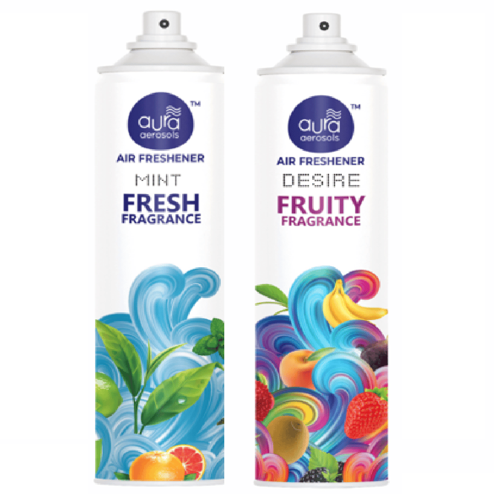 Aura Aerosols Air Freshener 300ml (Pack of 2) - Mint & Desire