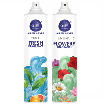 Aura Aerosols Air Freshener 300ml (Pack of 2) - Mint & Flagask