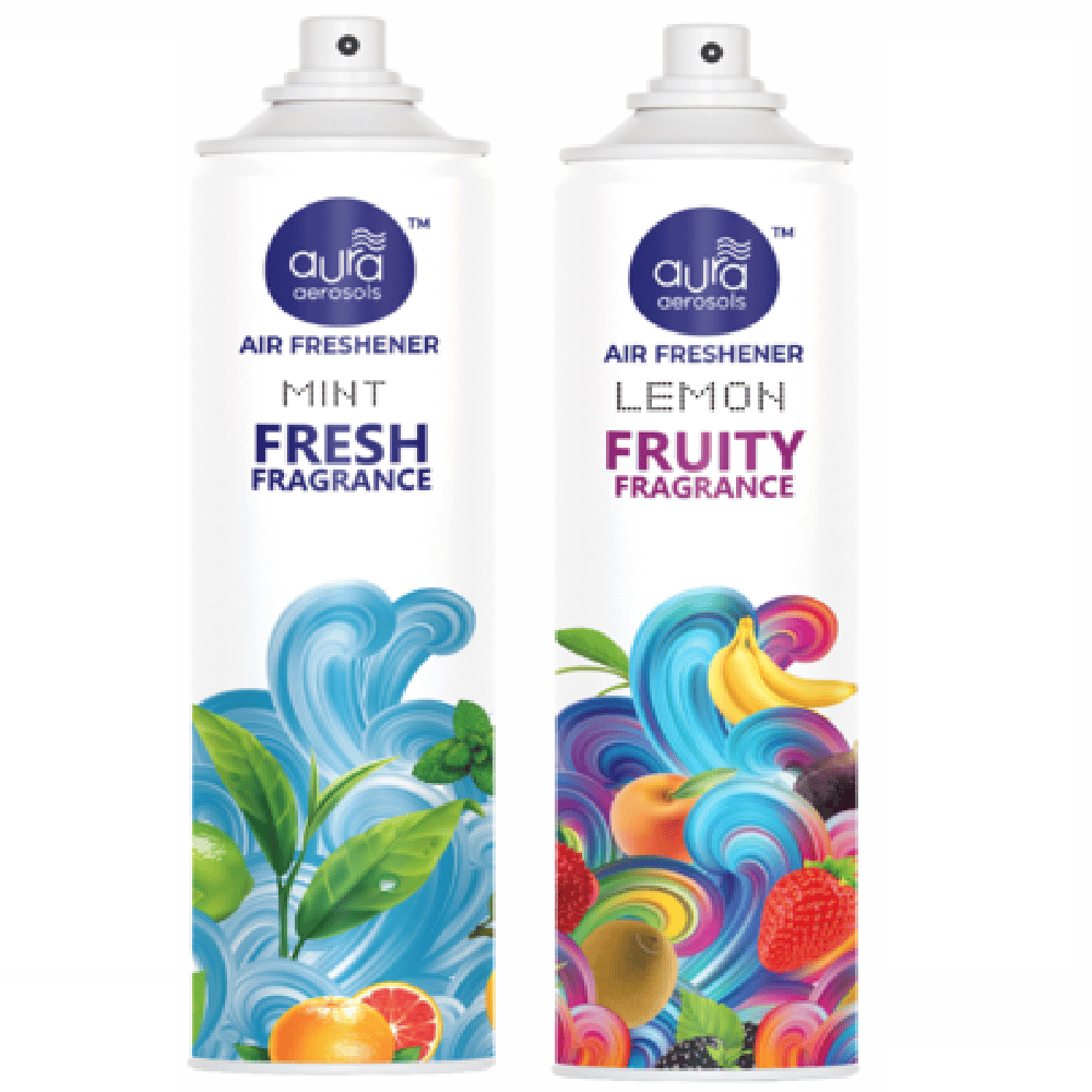 Aura Aerosols Air Freshener 300 ml (Pack of 2) - Mint & Lemon