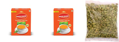 Wagh Bakri Premium Leaf Tea Carton Pack | 250 gm each| Pack of 2 | 500 gm Pack + Green ealichi 25 Gm