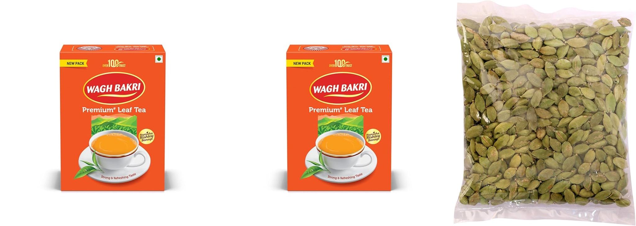 Wagh Bakri Premium Leaf Tea Carton Pack | 250 gm each| Pack of 2 | 500 gm Pack + Green ealichi 25 Gm