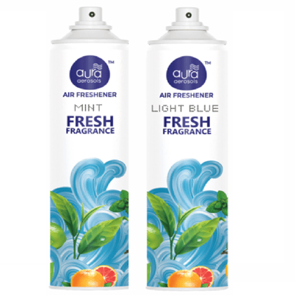 Aura Aerosols Air Freshener 300 ml (Pack of 2) - Mint & Light Blue