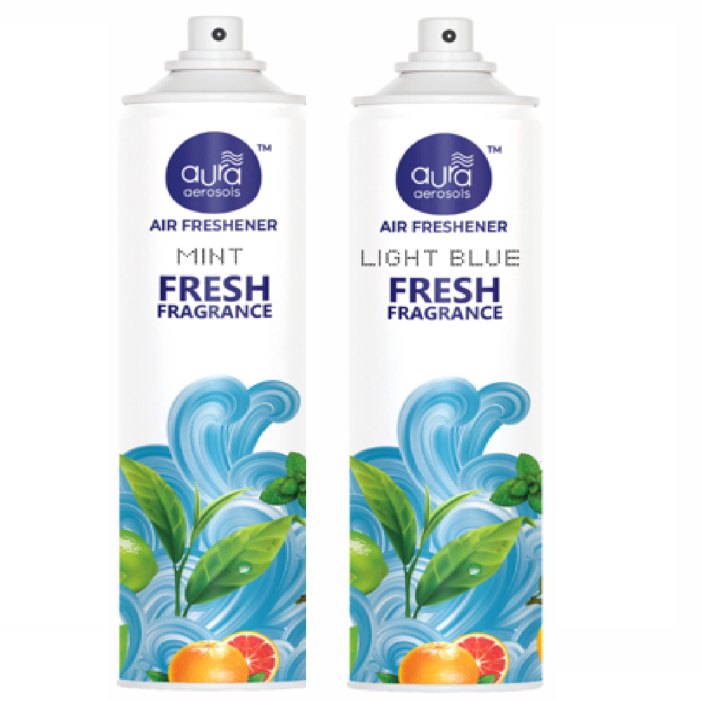 Aura Aerosols Air Freshener 300 ml (Pack of 2) - Mint & Light Blue