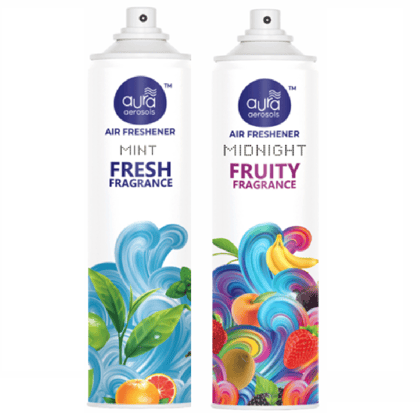 Aura Aerosols Air Freshener 300 ml (Pack of 2) - Mint & Midnight