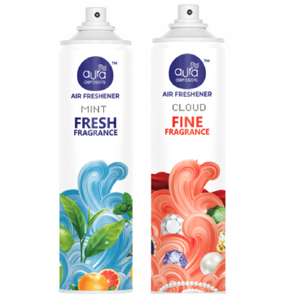 Aura Aerosols Air Freshener 300ml (Pack of 2) - Mint & Cloud