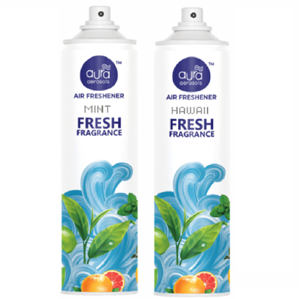 Aura Aerosols Air Freshener 300ml (Pack of 2) - Mint & Hawai