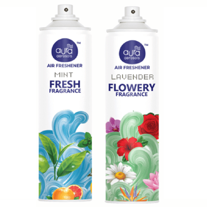 Aura Aerosols Air Freshener 300ml (Pack of 2) - Mint & Lavender