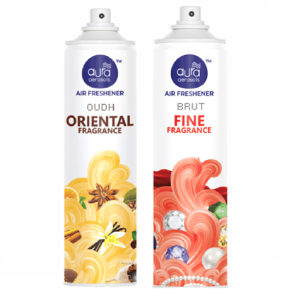 Aura Aerosols Air Freshener 300ml (Pack of 2) - Oudh & Brut