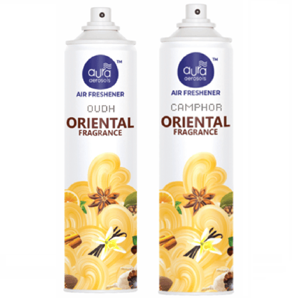 Aura Aerosols Air Freshener 300ml (Pack of 2) - Oudh & Camphor