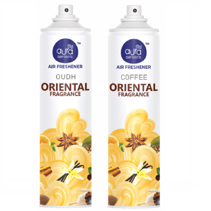 Aura Aerosols Air Freshener 300ml (Pack of 2) - Oudh & Coffee