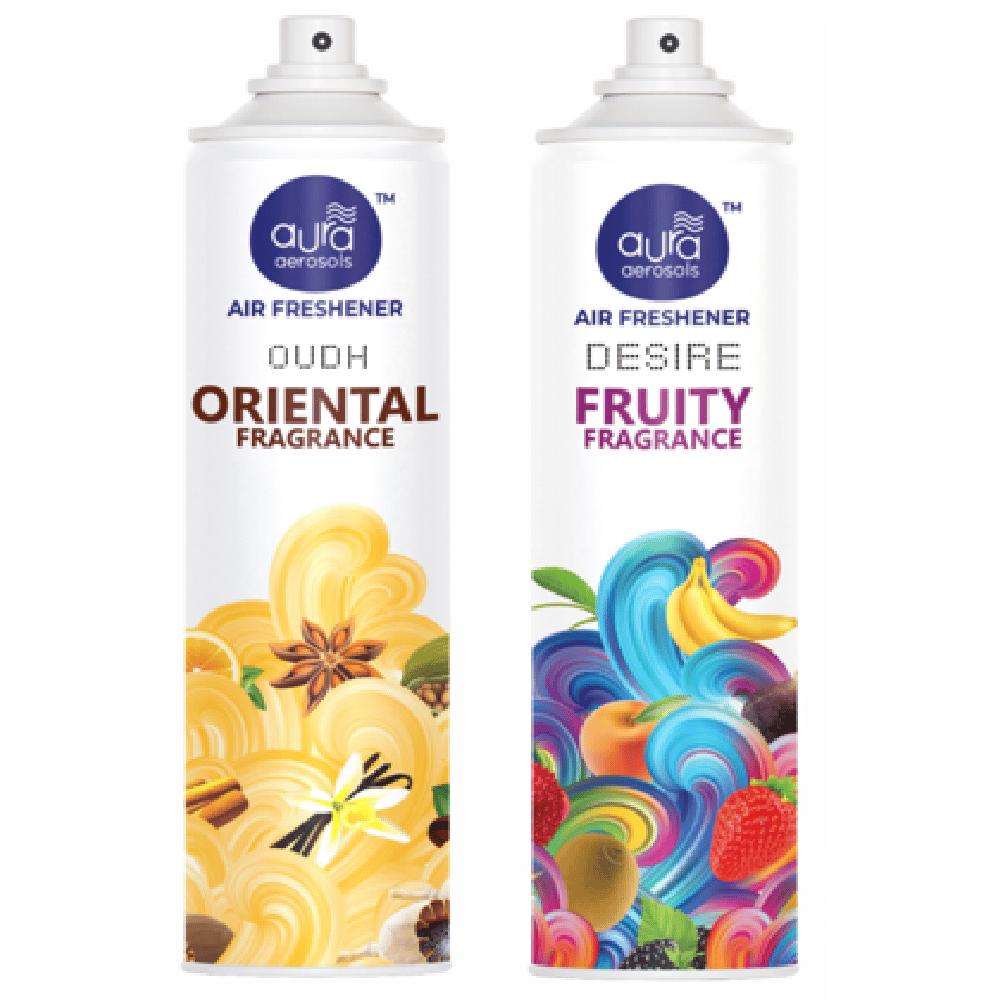 Aura Aerosols Air Freshener 300ml (Pack of 2) - Oudh & Desire