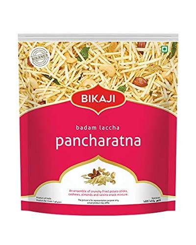 Bikaji Badam Laccha Pancharatna | Authentic Indian Snack | Made In Bikaner | Cashews, Almonds & Golden Raisins | Crispy Texture | Perfect Tea-time Snack | 350 gm pack