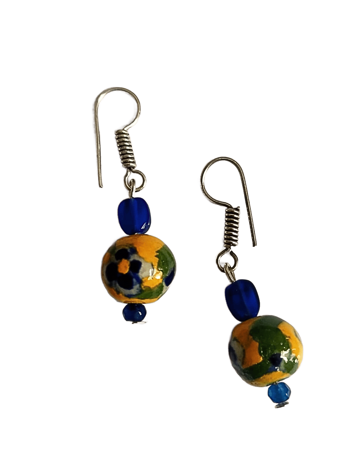 Blue Pottery Beads Earrings-(ER-09)