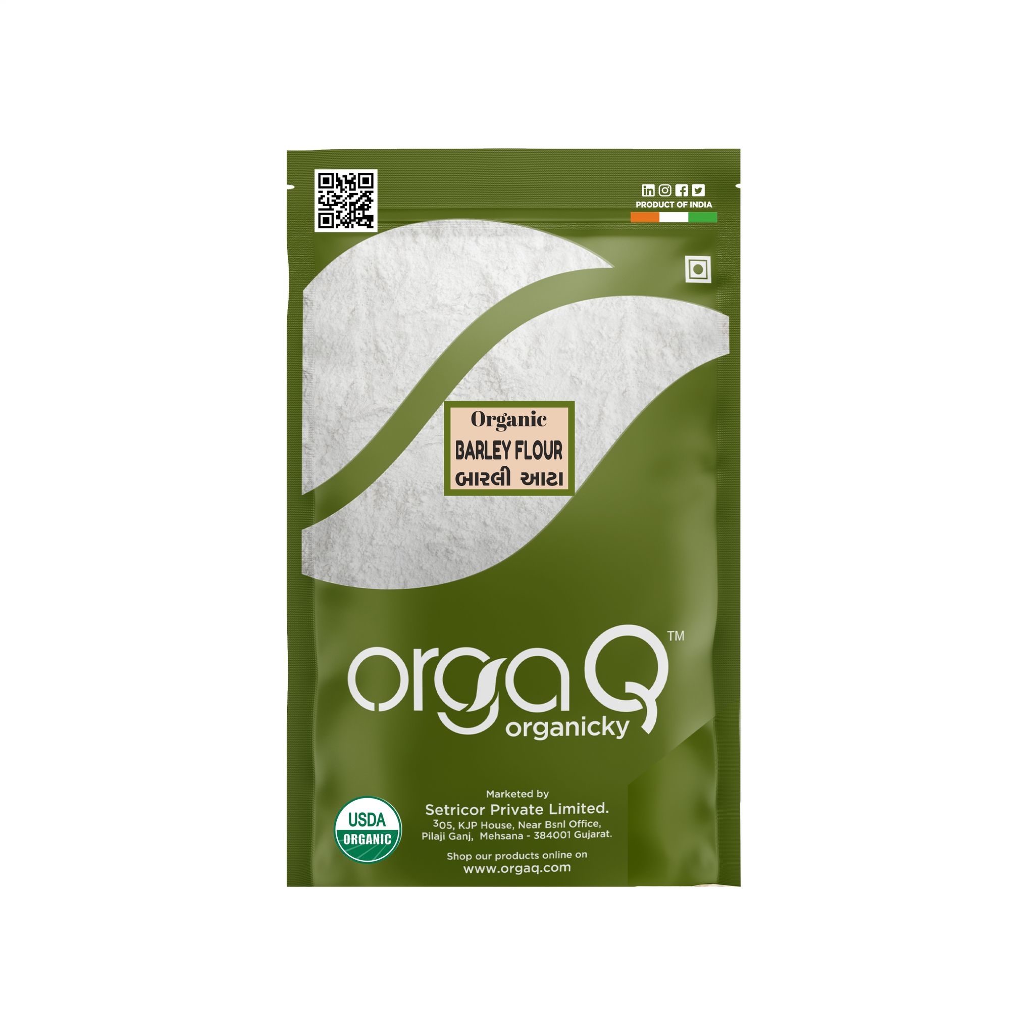 Orgaq Organicky Organic Barley Flour(Atta) Whole Grain Healthy Flour | Jau ka Atta |