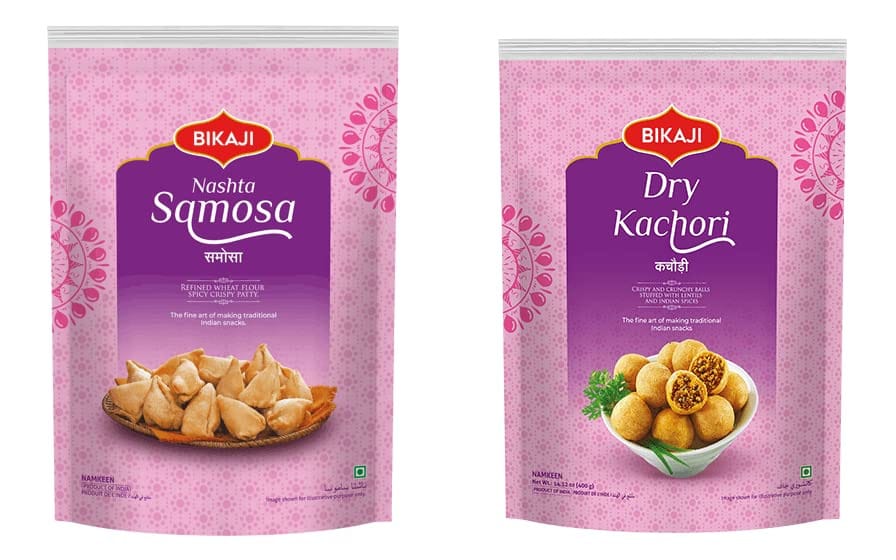 Bikaji Namkeen |  Mini Samosa + Dry Kachori | Spicy Crispy Patty | Perfect Choice for Snacks Party | Filled with Dry Fruits and Vegetables | 400 Gm Each | Pack of 2  | 800 Gm Pack