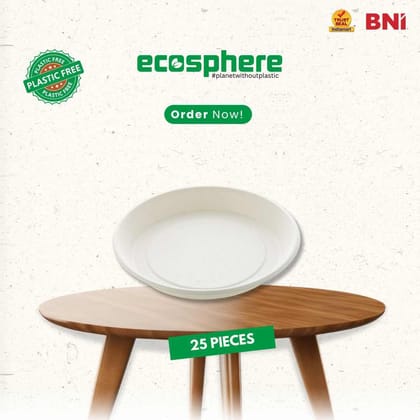 25 Pieces Biodegradable 9 Inch Depth Round Plate - 100% Natural, Compostable, Ecofriendly, Safe & Hygienic Disposable-9 Inch / 25Pieces