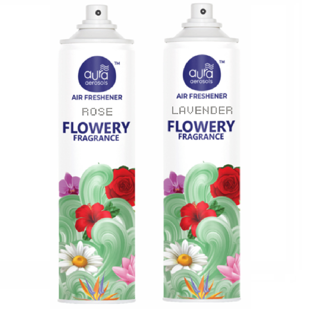 Aura Aerosols Air Freshener 300ml (Pack of 2) - Rose & Lavender