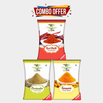 Combo Pack of Red Chilli, Coriander and Turmeric Powder