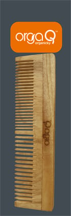 OrgaQ Organicky Natural Neem Wood Hair Comb With Double Tooth Remove Bacteria | Eco friendly