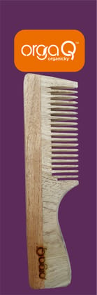 OrgaQ Organicky Natural Neem Wood Hair Comb With Handle Remove Bacteria | Eco friendly