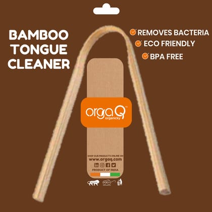 OrgaQ Organicky Organic Bamboo Biodegradable Tongue Cleaner (Scraper) for Freshens Breath | Eco Friendly - 2 Pc