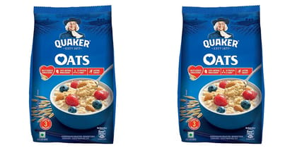 Quaker Oats | Rolled Oats Natural Wholegrain | Nutritious Breakfast Cereals | Dalia Porridge | Easy to Cook | 1 Kg Each | Pack of 2 | 2 Kg Pack