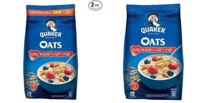 Quaker Oats | Rolled Oats Natural Wholegrain | Nutritious Breakfast Cereals | Dalia Porridge Easy to Cook | 1 Kg + 400 Gm